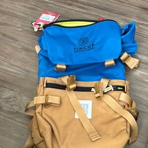 Blue and Tan Men's Backpack